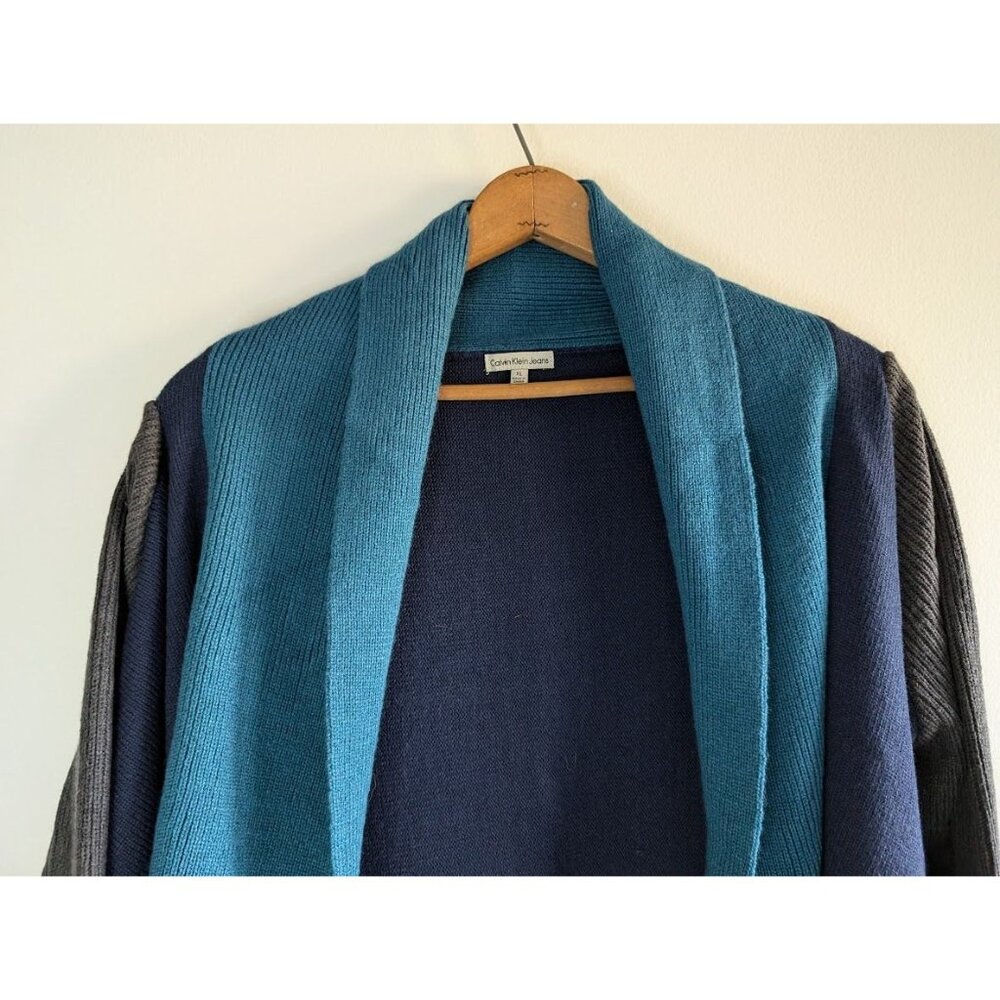 Calvin‎ Klein Jeans Sweater Women's XL Knit Cardigan Waterfall Zipper Boho NEW - Picture 4 of 11